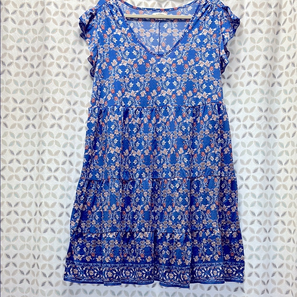 Max Studio tiered blue floral dress size 1X